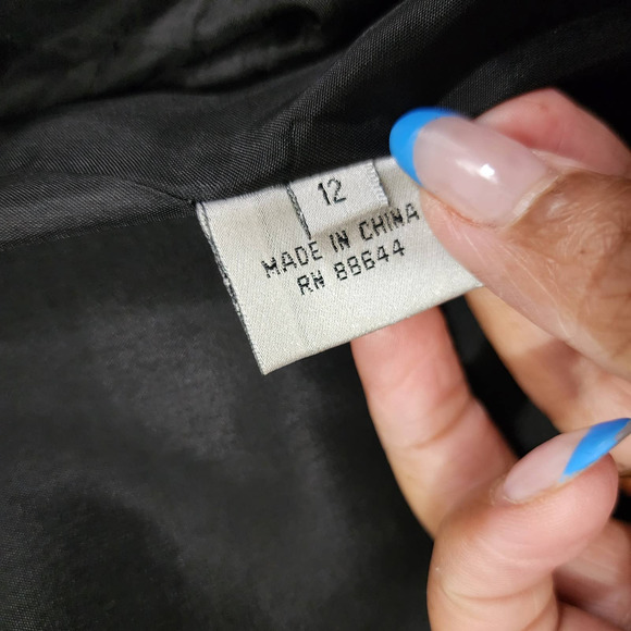 John Meyer Black Beaded Satin Wool Tuxedo Double-Breasted Jacket Blazer Size 12 - Picture 8 of 16